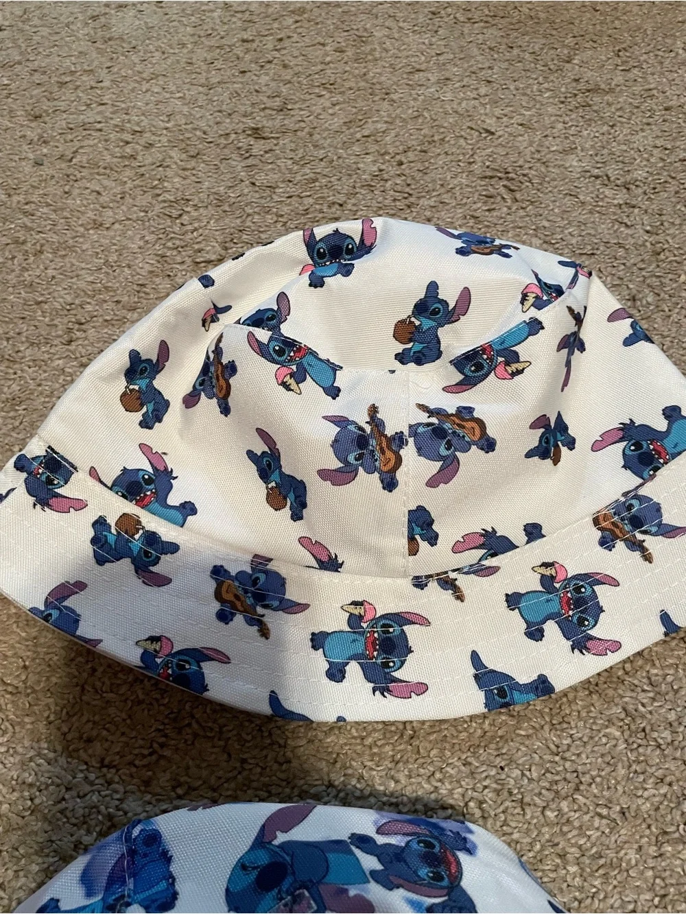 Kids White Bucket Hat with Blue Character Print
